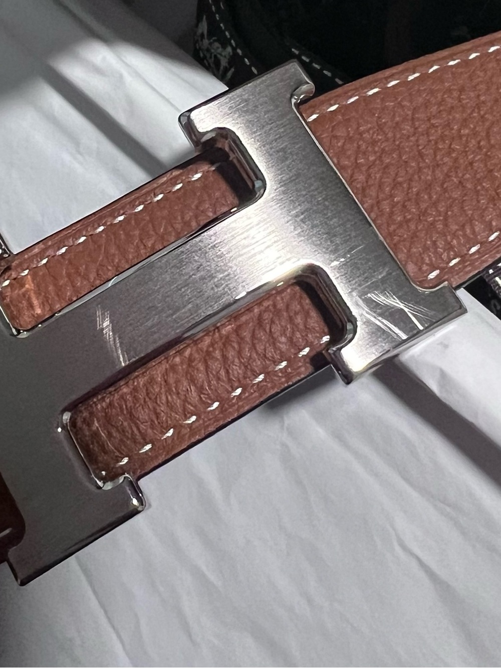Hermes Brown/ Black Reversible Leather H-Buckle Belt size 90 - Picture 12 of 12
